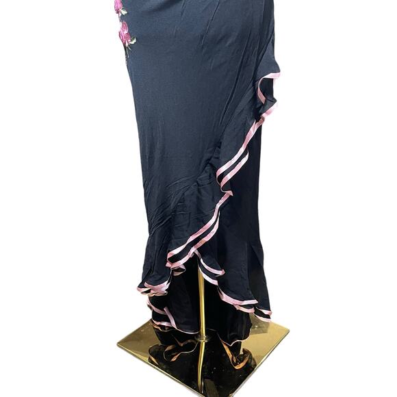 Rampage Halter Women's Dress Black Pink Size Medium Floral Fairy‎ Pinup Girl Y2K - Picture 10 of 13